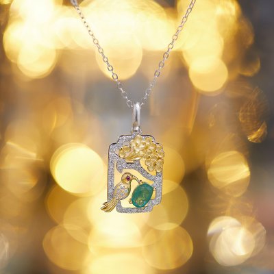 S925 Sterling Silver French-style Lightweight Luxury Natural Emerald Gemstone Necklace